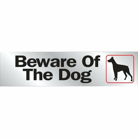 MIDWEST FASTENER Hy-Ko 2x8 Brushed Aluminum Sign, Beware Of The Dog 441